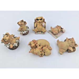 Vintage 1992 Ganz Pigsville Figurines Lot Of 6